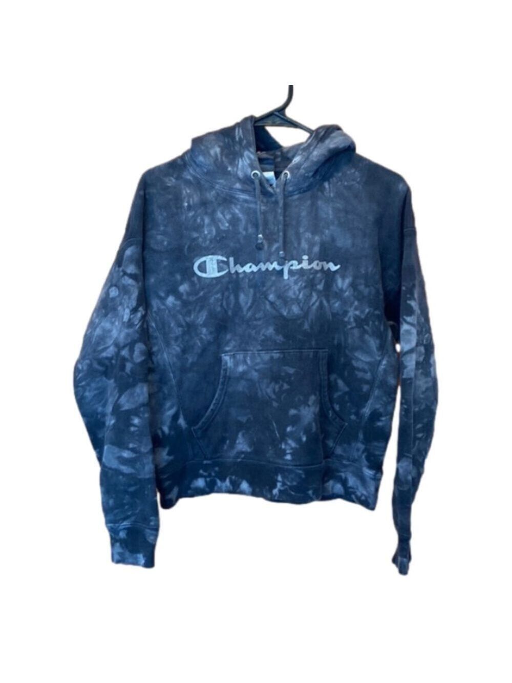 Champion Reverse Weave Grey Tie-Dye Pullover Hoodie Sweatshirt Size Medium